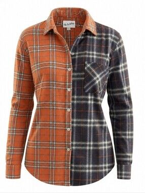 The Nu Vintage Orange Plaid Shirt Medium